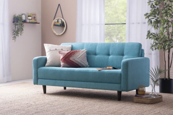 Noah Fabric 3 Seater Sofa in Turquoise Color