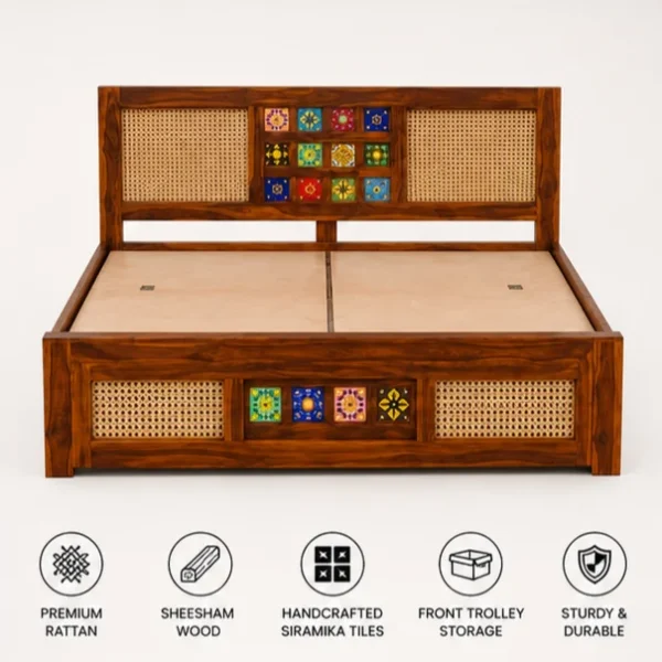 Bed Rattan siramika